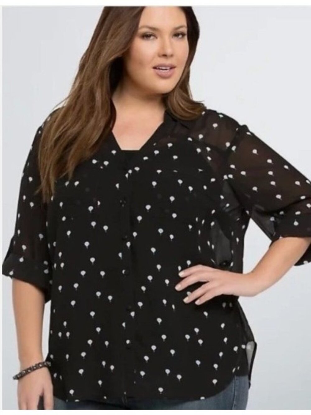 Torrid Harper Black Hot Air Balloons Semi Sheer Shirt Blouse Womens Plus Size 2X